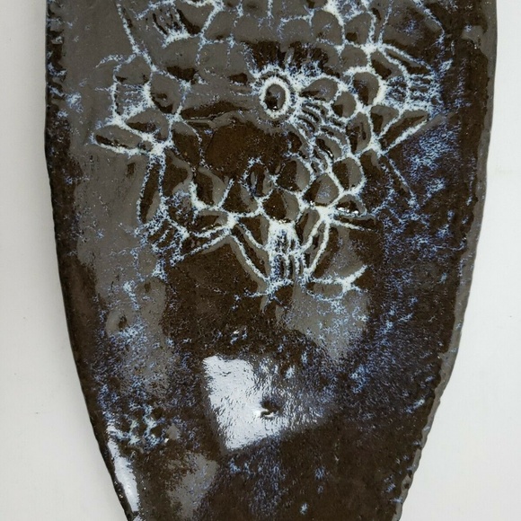 Handmade Modern Art Pottery Floral Tray Platter - Picture 4 of 7